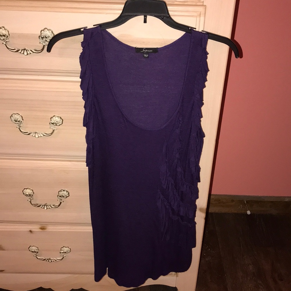 Soprano Purple Ruffled Tank Top
